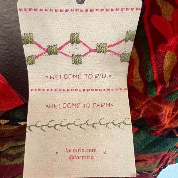 NWT Farm Rio x Anthropologie Lined Blouse Size M Red V Neck Tie Beaded Tassels - Picture 4 of 12